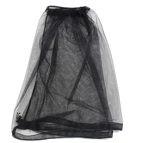Close-up of black Shielding Bugproof Mesh Head Net And Protective Headwear For Outdoorsy Folks Who Love Fishing Camping And Hiking Lakeside Adventures Keeps Bugs Out And Breathes Easy.