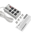 Heavy Duty 6 Outlet Power Strip Surge Protector With 3330 Joules 6 Foot Cord Flat Plug All Metal Housing and manual