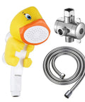 Kids Handheld Shower Head With Duck Shaped Cartoon Face Tot Friendly Bath Toy Style Water Flow Includes Hose And Diverter