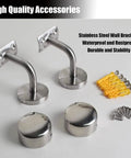 High-quality stainless steel wall brackets and accessories for Rock Solid Clear Acrylic Stair Handrails With Heavy Duty Stainless Steel Brackets Non Slip Safety Railing For Indoor Hallways Lofts And Porches Built Tough Complete Kit 2 Inch Grip.