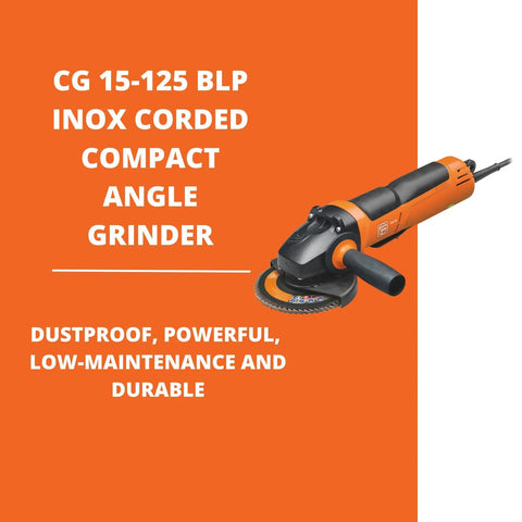 1 Inch Corded Compact Angle Grinder Featuring Kickass Power Drive With Soft Start, durable design for metal and ceramic grinding.