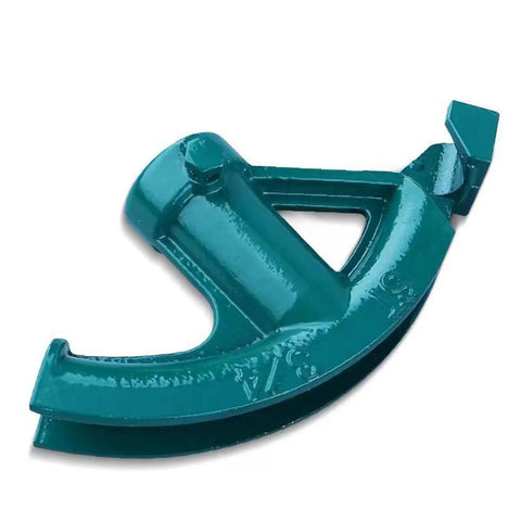 Heavy Duty Hydraulic Pipe Bender For Metal Conduits Copper Tubing Plumbing Electrical Industrial Projects Portable Hand Tube Bending Tool Crafted From Cast Iron Accurate Bends For Residential And Commercial Wiring Tasks, close-up of cast iron bending fixture.