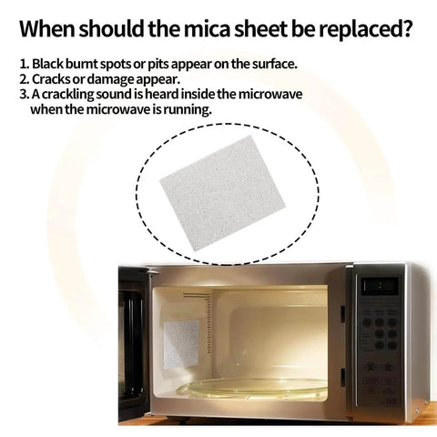 Microwave interior showing when to replace mica sheet with Five Pack Waveguide Covers For Microwave Mica Sheets 150 X 120mm Heat Insulation Board