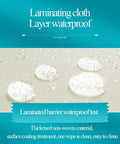 Close-up of laminated cloth waterproof test showing droplets on non-woven material, illustrating waterproof properties.