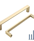10 Pack 5 Inch Brushed Gold Cabinet Pulls Zinc Alloy Handles with mounting screws, ideal for dresser, cupboard, wardrobe drawer hardware.