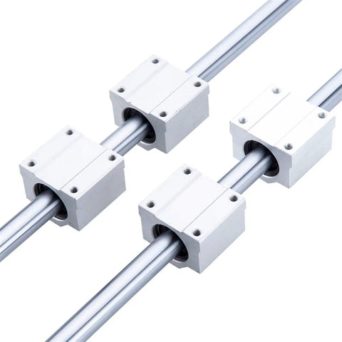 Four Pack Linear Motion Bearing Slides SCS20UU 20mm Length For CNC Machines And 3D Printers Pro Grade Precision Tooling Rails Slick Guide Blocks For DIY Projects And Robotics, four 20mm linear bearings on shafts