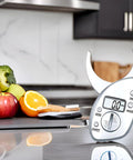 Digital Body Fat Caliper With LCD Screen And Tape Measure For Accurate Body Fat Percentage Easy Home Fitness Tracker For Progress And Health Monitoring, on kitchen counter