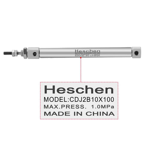 Compact Stainless Steel Slim Air Pneumatic Cylinder CDJ2B 10 To 100 With M5 Port, 10mm Bore, 100mm Stroke, side view