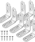 Heavy Duty Iron Angle Brackets 40x40mm Corner Braces With Screws Rust Proof Metal Corner Supports For Furniture And Tables Silver L Shaped Brackets