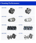 Massive 38 Liter Ultrasonic Parts Cleaner With 720 Watts Of Raw Power For Shattering Stubborn Grime cleaning performance comparison before and after for engine parts.