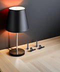 Upgrade Your Lamps With These 9pcs Replacement Switch Knobs Fit For E26 Socket Handles Perfect For Rotary Turn Controls To Fix Table Lamp Parts And Restore Amazing Functionality Fast. black rotary lamp switch knobs on table beside lit desk lamp
