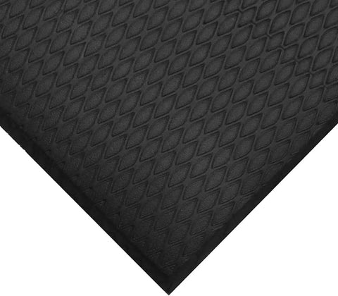 Built Different And Tough As Nails Anti Fatigue Mat With Heavy Duty Diamond Texture, black closed cell foam, measuring three by five feet.