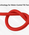 Beefy Power Cable For 20 Series Water-Cooled TIG Torches, 25 Feet, Super Flex Red Braided, Model 45V04-R in a loop