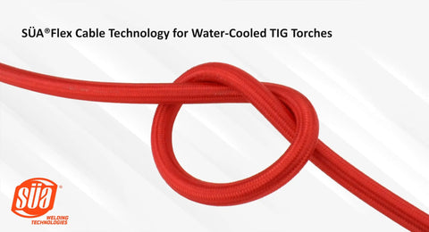 Beefy Power Cable For 20 Series Water-Cooled TIG Torches, 25 Feet, Super Flex Red Braided, Model 45V04-R in a loop
