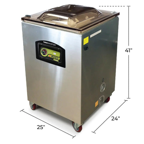 Heavy Hitter Chamber Vacuum Sealer With Rock Solid 1.5 Hp Rotary Oil Pump Built Tough For Commercial Chefs, 41" tall, stainless steel.