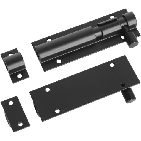 4 Pack Barrel Bolt Latch Black Slide Door Lock 3 Inch Security Lock Aluminum Alloy for Home Yard Garden Includes Screws DIY