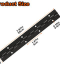 Continuous piano hinge, black stainless steel; side view, 8-inch with predrilled screw holes