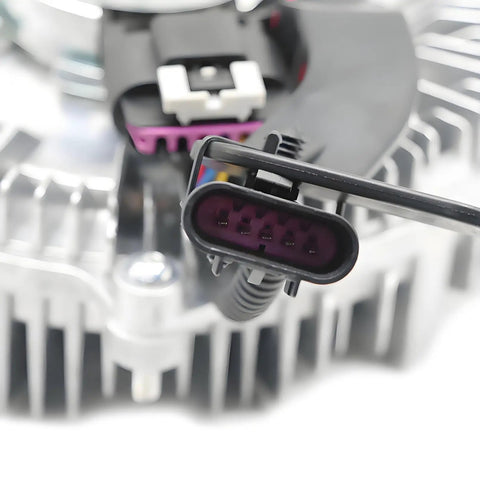 Heavy Duty Radiator Fan Clutch For Ram 2500 3500 4500 5500 6.7L Diesel 2013 2018 close-up view of connector details.