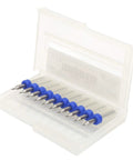 Open case of Ten Pack 0.1mm Tungsten Carbide Nozzle Cleaning Needles For 3D Printer Nozzle Clogs CNC PCB And SMT Circuit Board Repair Tool Kit