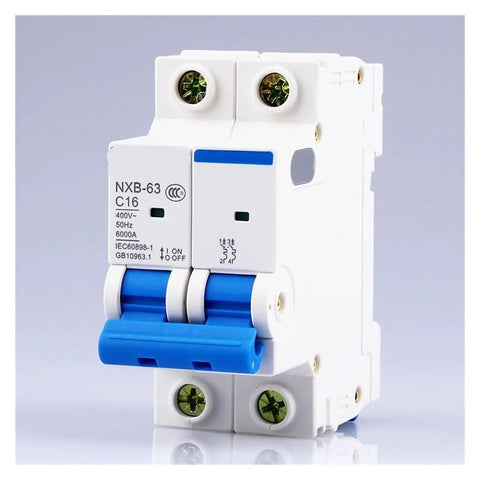 Built Tough 2 Pole Mini Circuit Breaker 230 400V With Live Leak Tracking And Instant Cut Off Switch for AC Lines and Panels