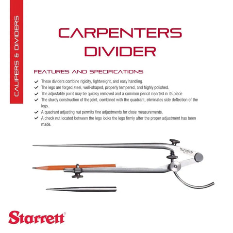 Pro Grade Carpenter Divider With Tempered Steel Legs 9 Inch Adjustable Marking Tool For Woodworking displayed with features