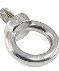 Hella Solid M10 Lifting Eye Bolts, 304 Stainless Steel Six Pack, M10 X 18 Millimeter thread eye bolt with round ring.