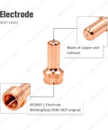 Electrode WSP-24001 of 34 Piece Plasma Cutter Consumables Kit For LC40 Torch And Tomahawk 625, copper and hafnium material.