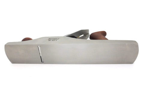 Number Five Bedrock Style Flattop Jack Plane With Fourteen Inch Sole And Two Inch Cryo O1 Steel Blade mounted on the heavy cast base.