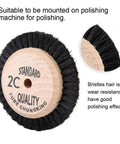 Built Like a Tank Heavy Duty Jewelry Polishing Buffing Wheel With Durable Bristle Hair Brush for Bench Grinder Setup, 65-68mm brush close-up.