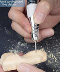 Craftsman using Top Shelf Wood Carving Drill Bits Set For Dremel Rotary Tool With 3Mm Shank on detailed wood carving.