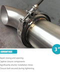Three Inch V Band Exhaust Clamp With Flange Stainless Steel For 3 Inch Exhaust Piping showing clamped installation detail