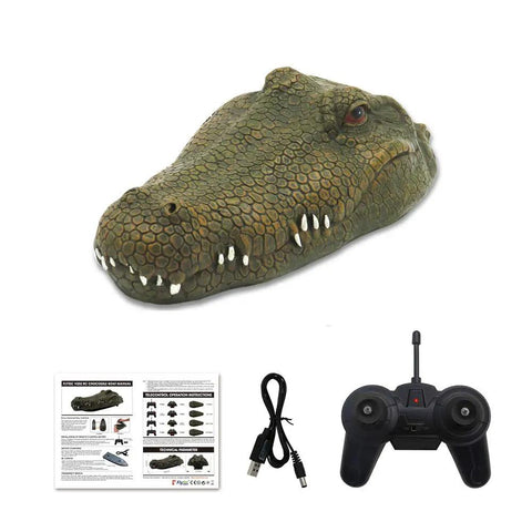 Flytec V002 RC Boat With Two Four G Remote Control Electric Racing Boat For Pools Realistic Crocodile Head Design with accessories