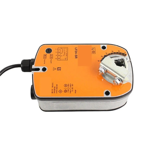 Top Shelf Rotary Actuator Delivering A Rock Solid 4 Nm Output For Hassle Free Hvac Ventilation Damper Control Works Flawlessly On Standard Ac 24v Or Dc 24V Wiring, showing wiring connections and orange face.
