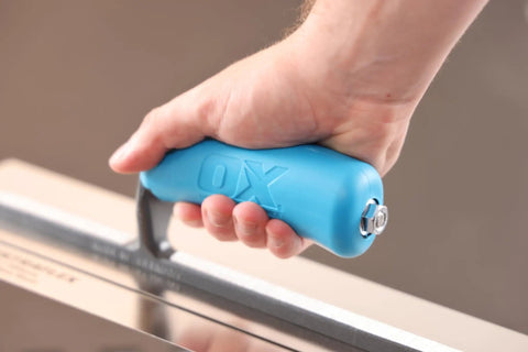 Close-up of UltraFlex Pro Finishing Trowel 14 Inch 355 X 110 Mm For Smooth Plaster And Concrete Surfaces with comfort grip handle