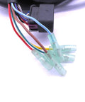 Close-up of Outboard 84-896536T01 14 Pin Main Wire Harness Replacement Cable connectors showing multiple colored wires.