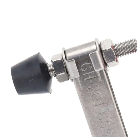 Close-up of Stainless Steel Toggle Clamp With 100Kg Holding Capacity for DIY projects, showing the ergonomic handle and metal finish.