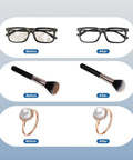 Ultrasonic Jewelry Cleaner Portable 500ML Deep Cleaning At 42kHz with Before and After of eyeglasses, brush, and rings