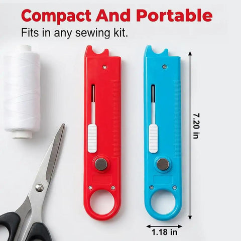 4 In 1 Sewing Threader Tool With Seam Ripper Needle Threader Magnifying Glass And Magnetic Sewing Accessory Blue