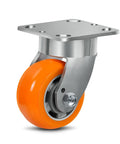 4X2 Inch Super Heavy Duty Swivel Caster Wheel Featuring Kingpinless Crowned Polyurethane Tread And Aluminum Core, supports 1500 pounds