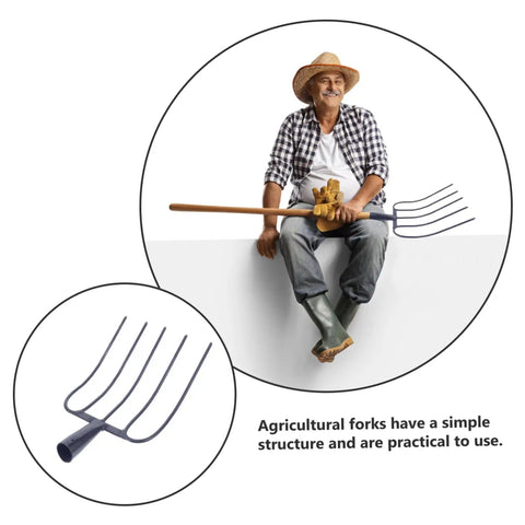 Man holding Go To Yard Work Ready Agricultural Fork for Outdoor Farming and Lawn Care Maintenance with Versatile Prongs