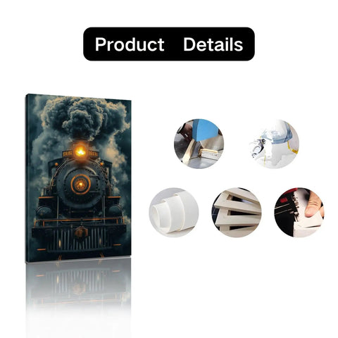 Vintage Steam Train Canvas Wall Art for Living Room Decor Retro Industrial Style Locomotive Artwork in High Definition Print on Durable Canvas