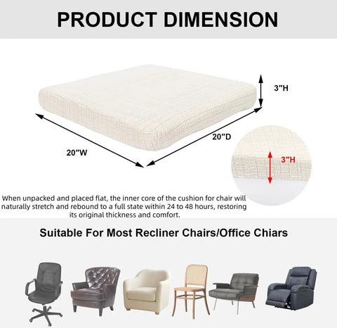 Recliner Seat Cushion No Pressure On Thighs Plush Foam Pad For Elderly Large 20x20 Inch Chair Pad For Recliners Booster Seats Floor And Office Everyday Use shown with dimensions 20x20x3 inches