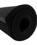 No Sweat Neoprene Closed Cell Foam Roll For Cosplay Armor And Workshop Soundproofing Quick Trim Non Adhesive Rubber Cushion quarter inch thick rolled up with black surface.