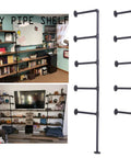 Heavy Duty Industrial Iron Pipe Shelf Brackets Set Two Pack Five Tier Open Bookshelf System 70 Inch Tall 12 Inch Deep
