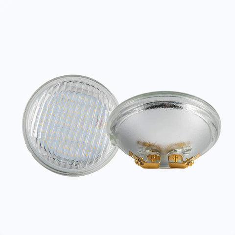 PAR36 LED Landscape Bulb 12V 12W 1280LM 6000K Water Resistant Flood Light, front and back view of bulb, 2-pack shown