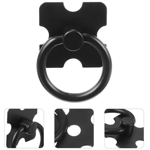 4 Piece Black Cabinet Ring Pulls For Drawers And Cabinets, Vintage Style Furniture Hardware Handles shown in close-up