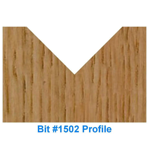 Five Piece One Quarter Inch CNC Router Bit Starter Set With Two Conical Ball Nose Spirals And Three Additional High Precision Bits For Beginners And Pros In Small Shops Ideal For Hobbyists And Woodworkers Looking For Reliable Performance And Value In. V groove profile of Bit #1502 on wood.