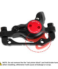 Full Hydraulic 2 Piston Mountain Bike Disc Brakes Set showing black caliper with red piston block, essential for aggressive MTB riding.