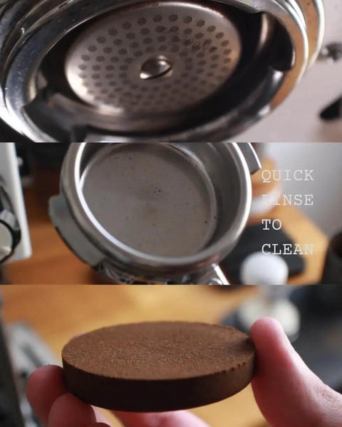 Espresso Puck Screen 53.3mm 1.7mm Thick 150μm Mesh Reusable Filter For 54mm Portafilter Basket 316 Stainless Steel in use