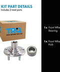 Front Passenger Side Wheel Bearing And Hub Kit For 2007 To 2012 Hyundai Elantra And 2010 To 2013 Kia Forte Forte Koup